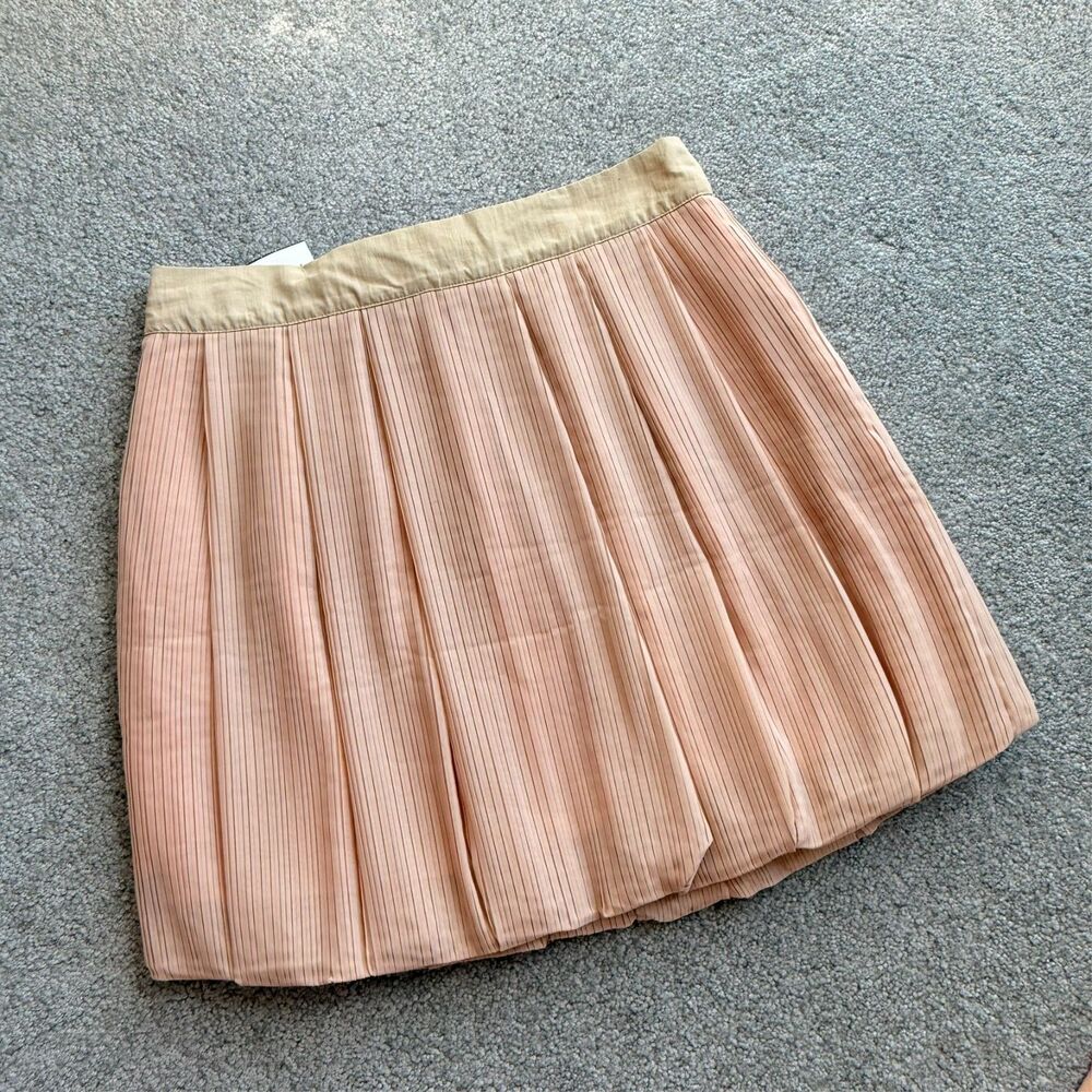 Twelve by Twelve Micro Pleated Balloon Hem Short Skirt in Peach LARGE
